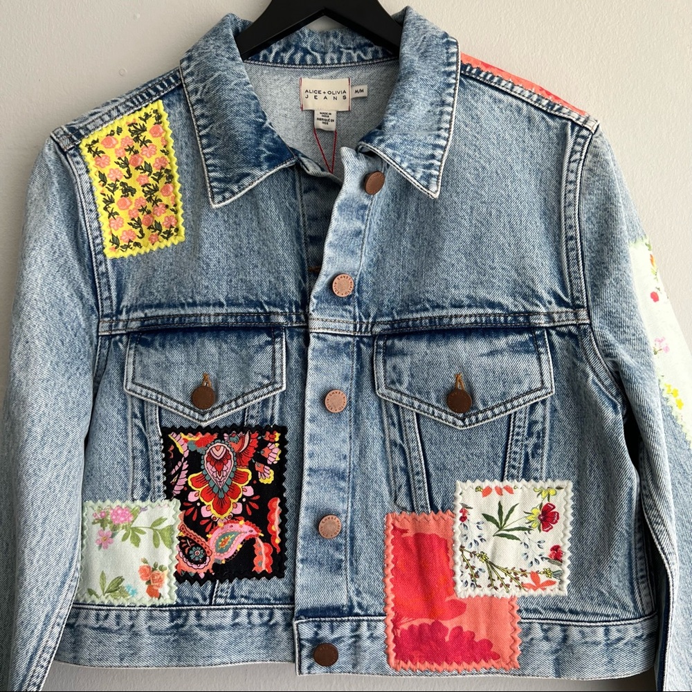 Alice + Olivia crop denim jacket NEW - Picture 3 of 10